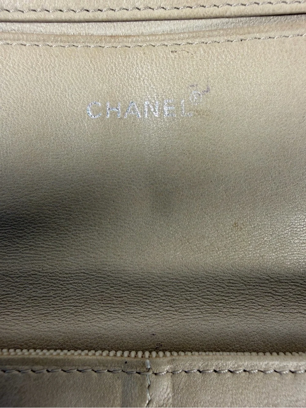 1270: Chanel Travel Line CC Logo Jacquard Beige Continental Wallet